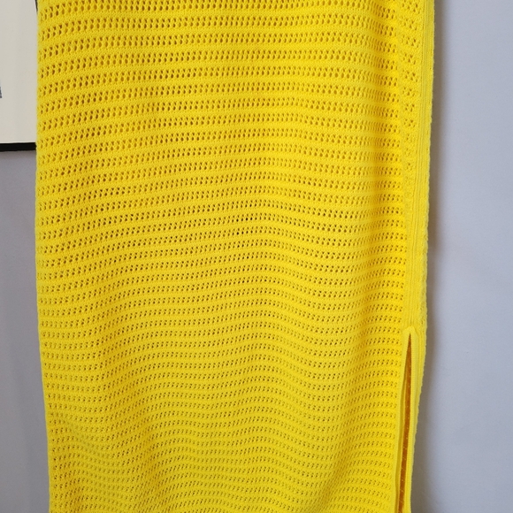 Everlane Crochet Knit Midi Skirt Lemon Yellow Organic Cotton L - Picture 7 of 14